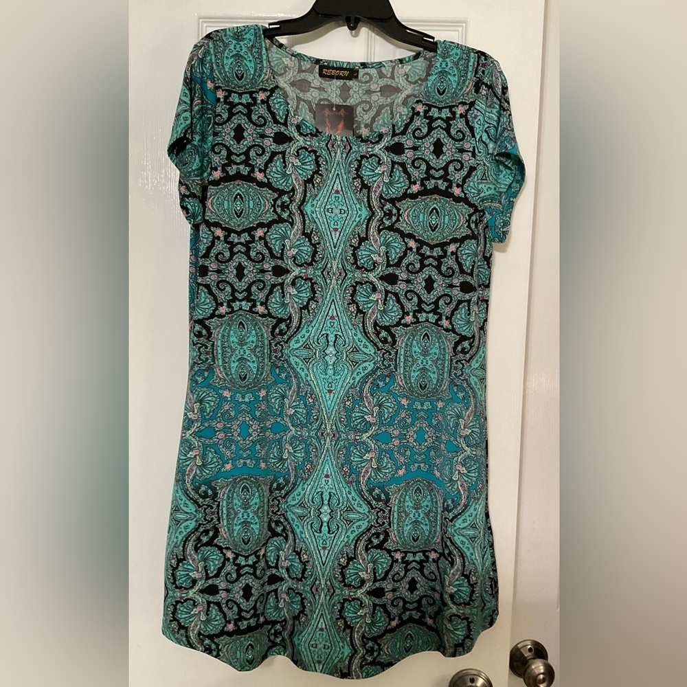 Teal and Black Paisley Tunic Shirt
